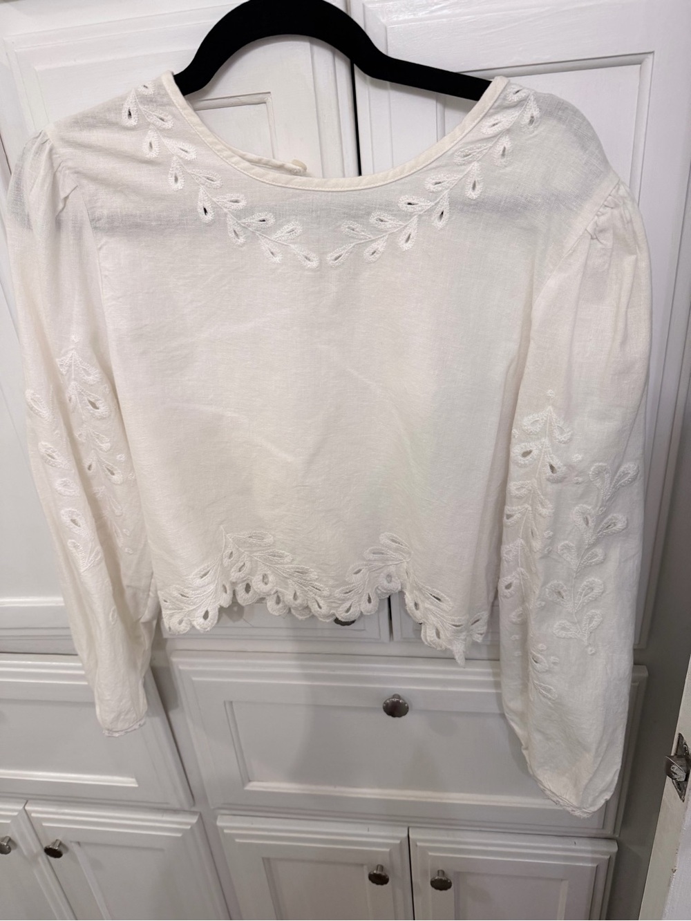 White Embroidered Peasant Blouse - Women Tops